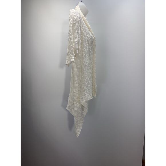 Decree SOFT Cardigan Sweater Ivory Draped Sides Short Sleeve Women’s Size L, NWT - Picture 3 of 8